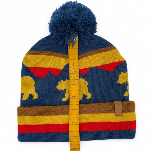 NEW Pendleton Retro Bear Cuffed Beanie Blue/Yellow/Red OS - Picture 9 of 9